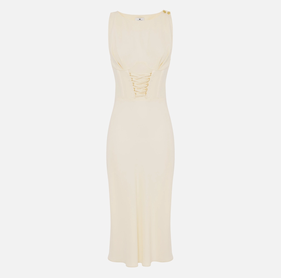 Abito in envers satin con lacci criss-cross