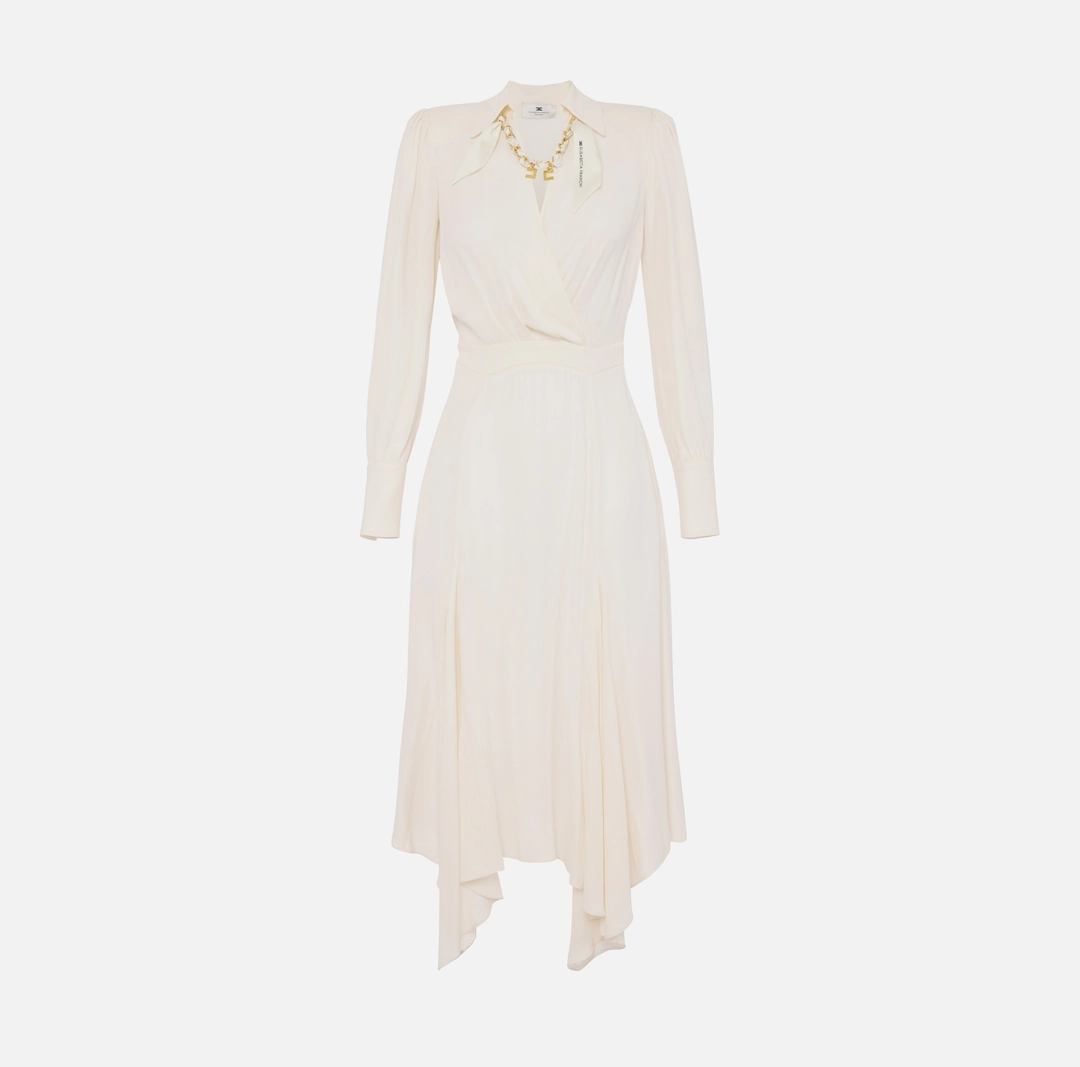Abito in georgette con foulard gioiello