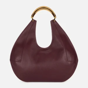 Borsa hobo grande in materiale sintetico con cuciture logo