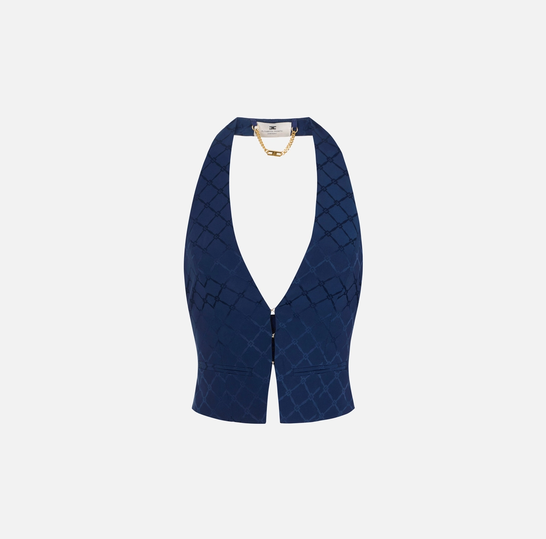 Gilet in satin con losanga jacquard