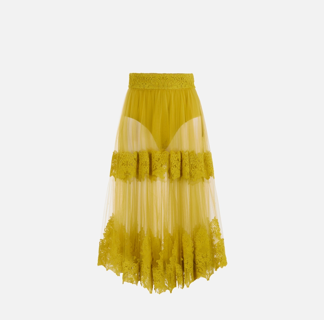 Gonna in tulle con decorazioni in pizzo