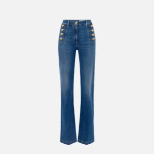 Jeans a zampa con bottoniera