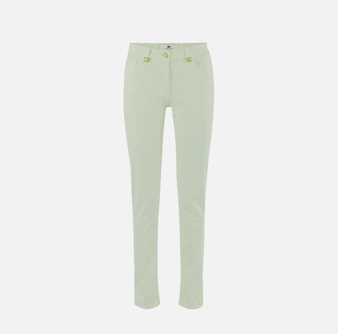 Jeans in cotone tinto con dettagli logo
