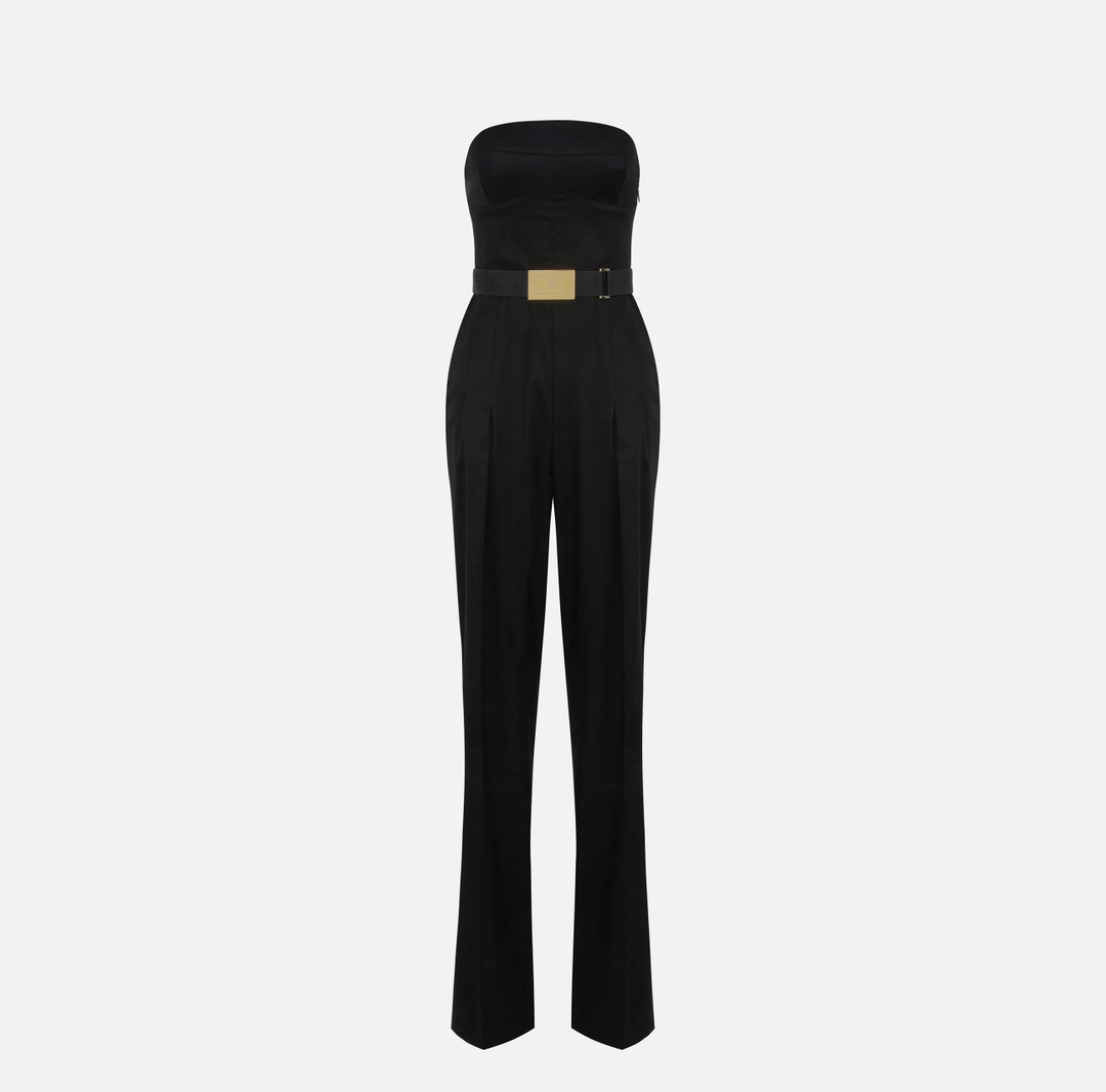 Tuta in lyocell stretch con lacci criss-cross