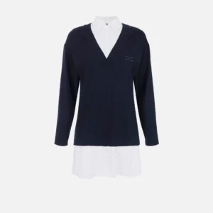 Abito in maglia di viscosa e popeline di cotone