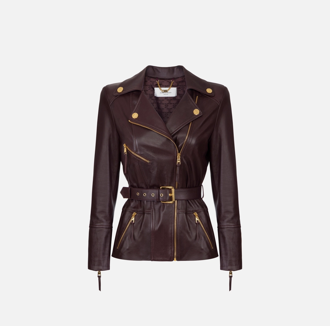 Giacca biker in pelle
