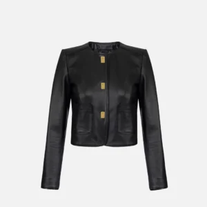 Giacca in pelle con dettagli in vinile