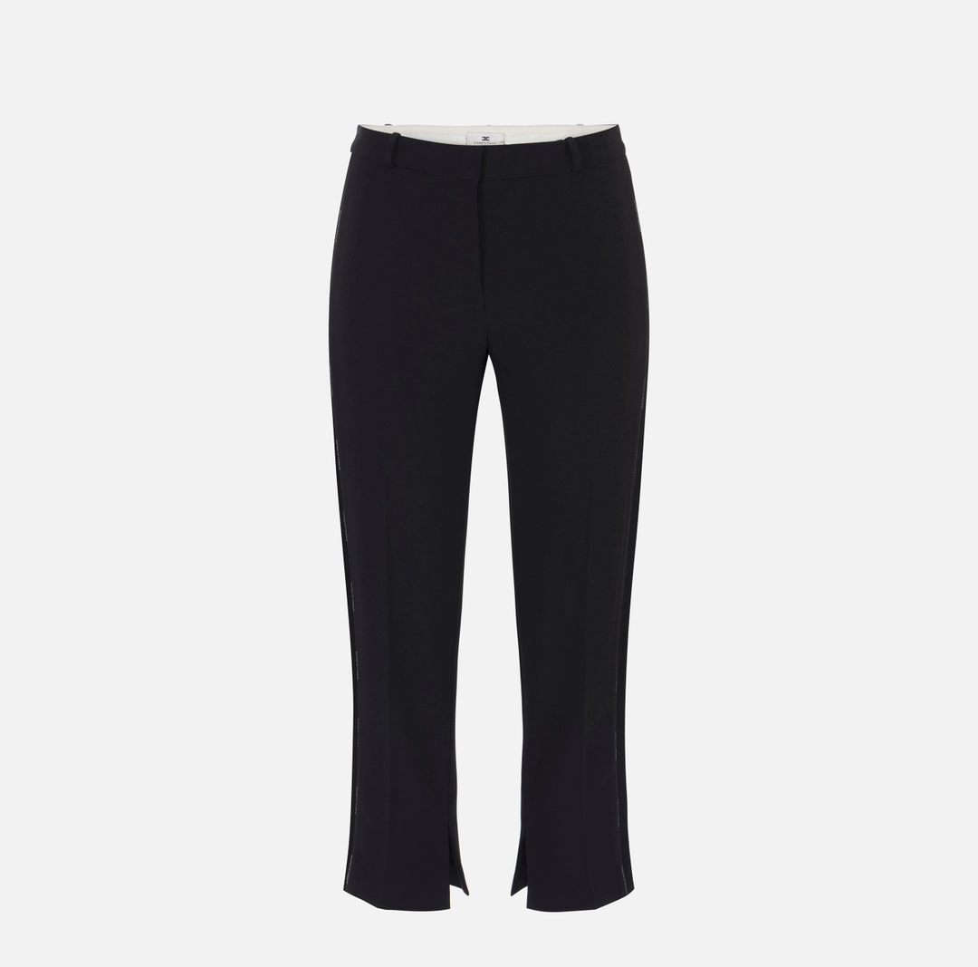 Pantaloni in crêpe leggero con dettagli smoking