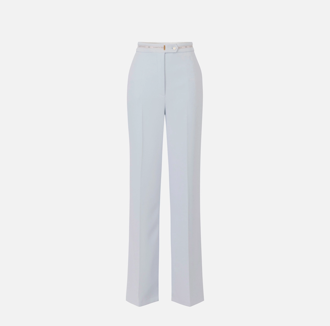 Pantaloni in crêpe leggero con nastro logo