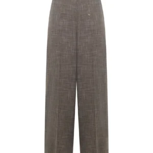 Pantaloni dritti con cintura catena in tela tramata