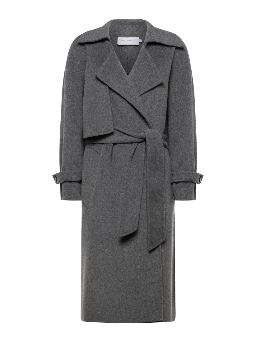 Trench con cintura in vita in panno double