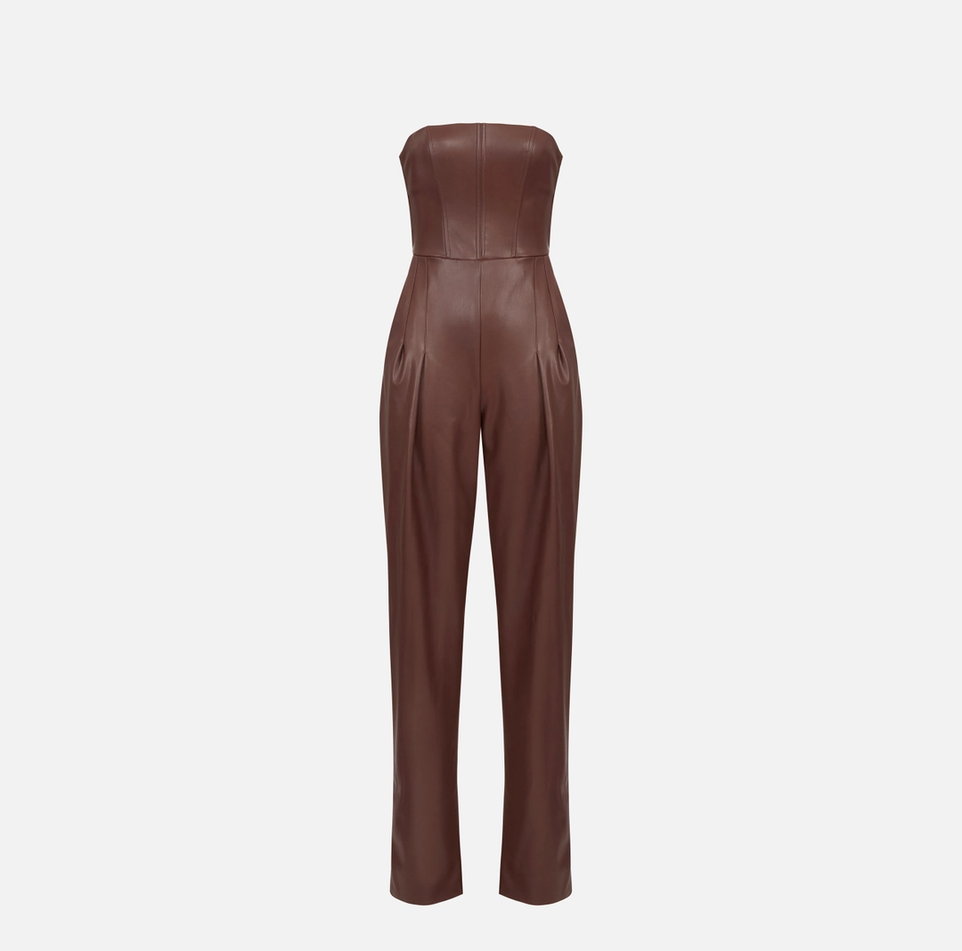 Tuta bustier con texture nappata