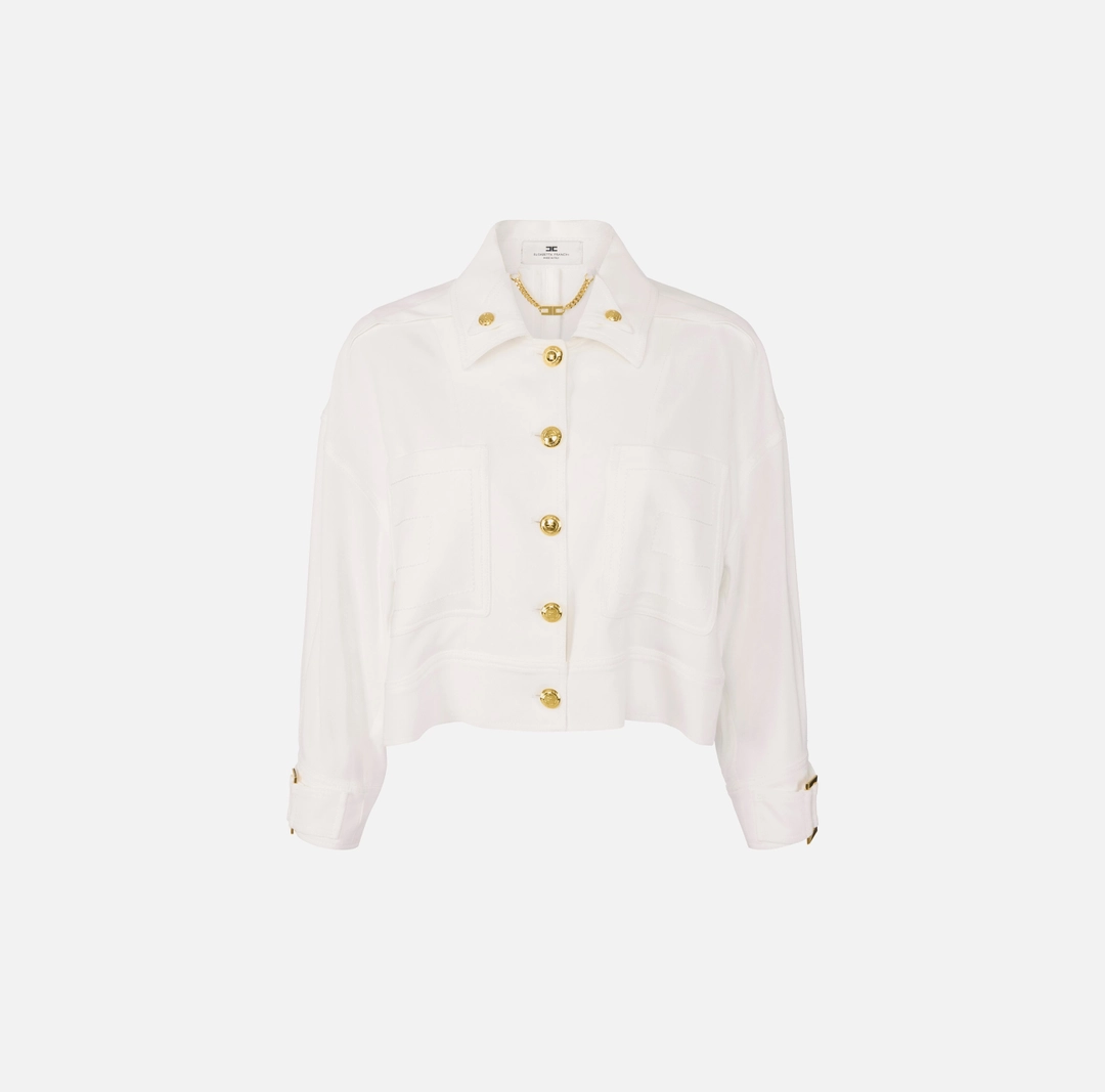 Caban in gabardina con bottoni gioiello “Spring Summer 2026”