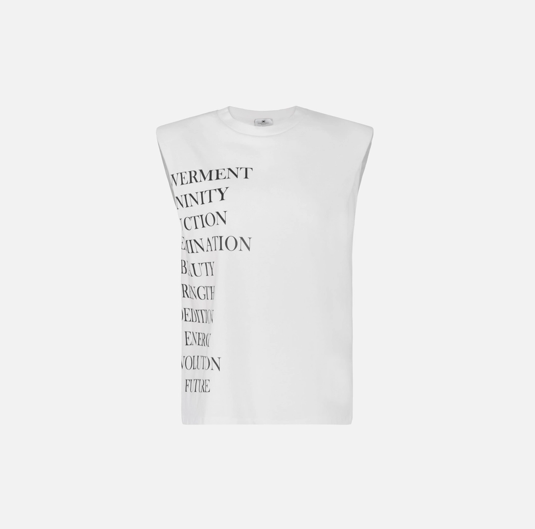 T-shirt in jersey con stampa lettering “Spring Summer 2026”