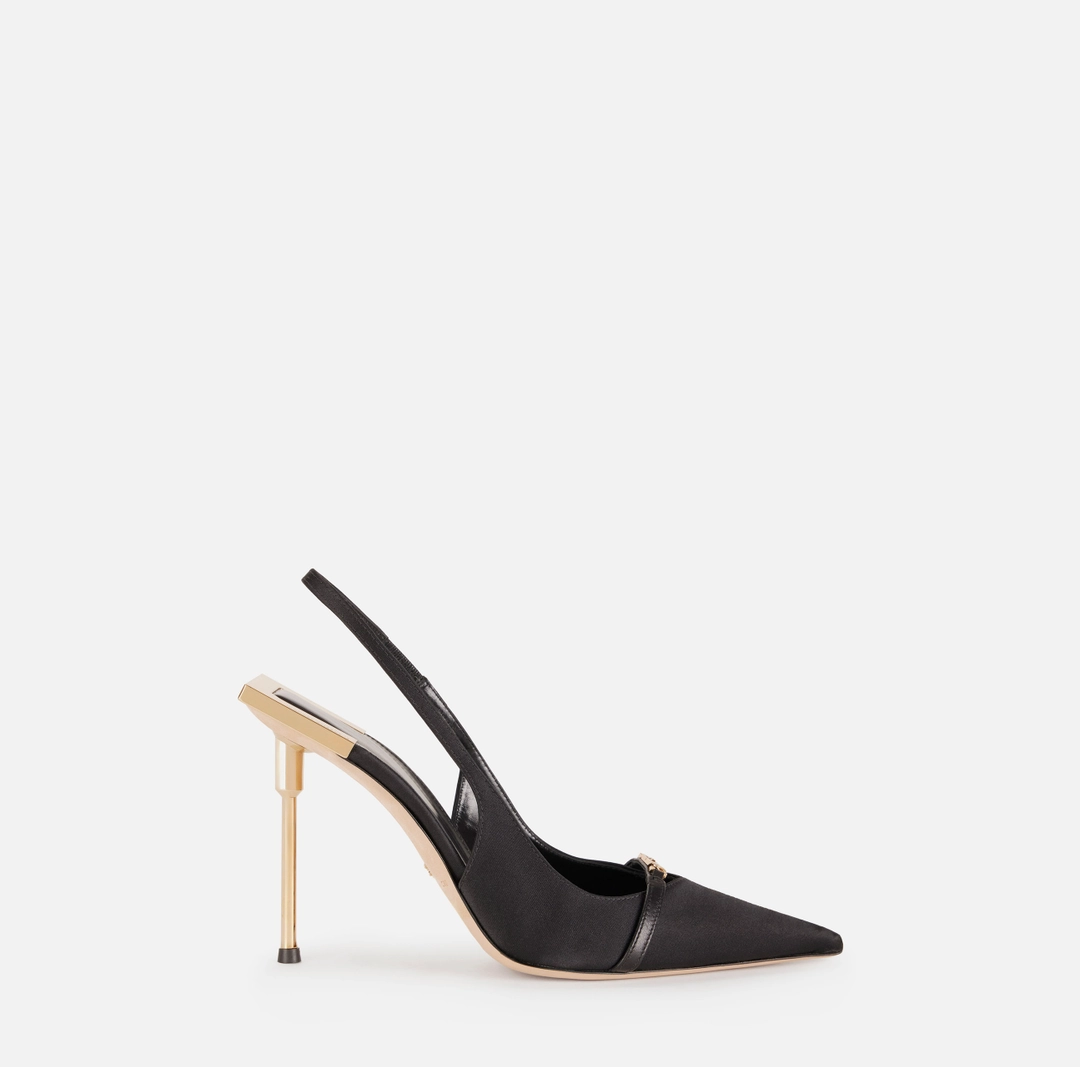 Slingback in satin con tacco scultura “Spring Summer 2026”