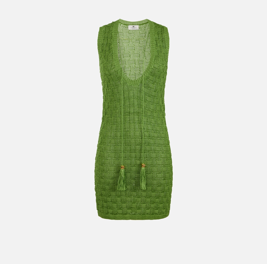 Mini abito in maglia con nappine “Spring Summer 2026”