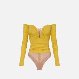 Body in jersey crêpe leggero con drappeggi