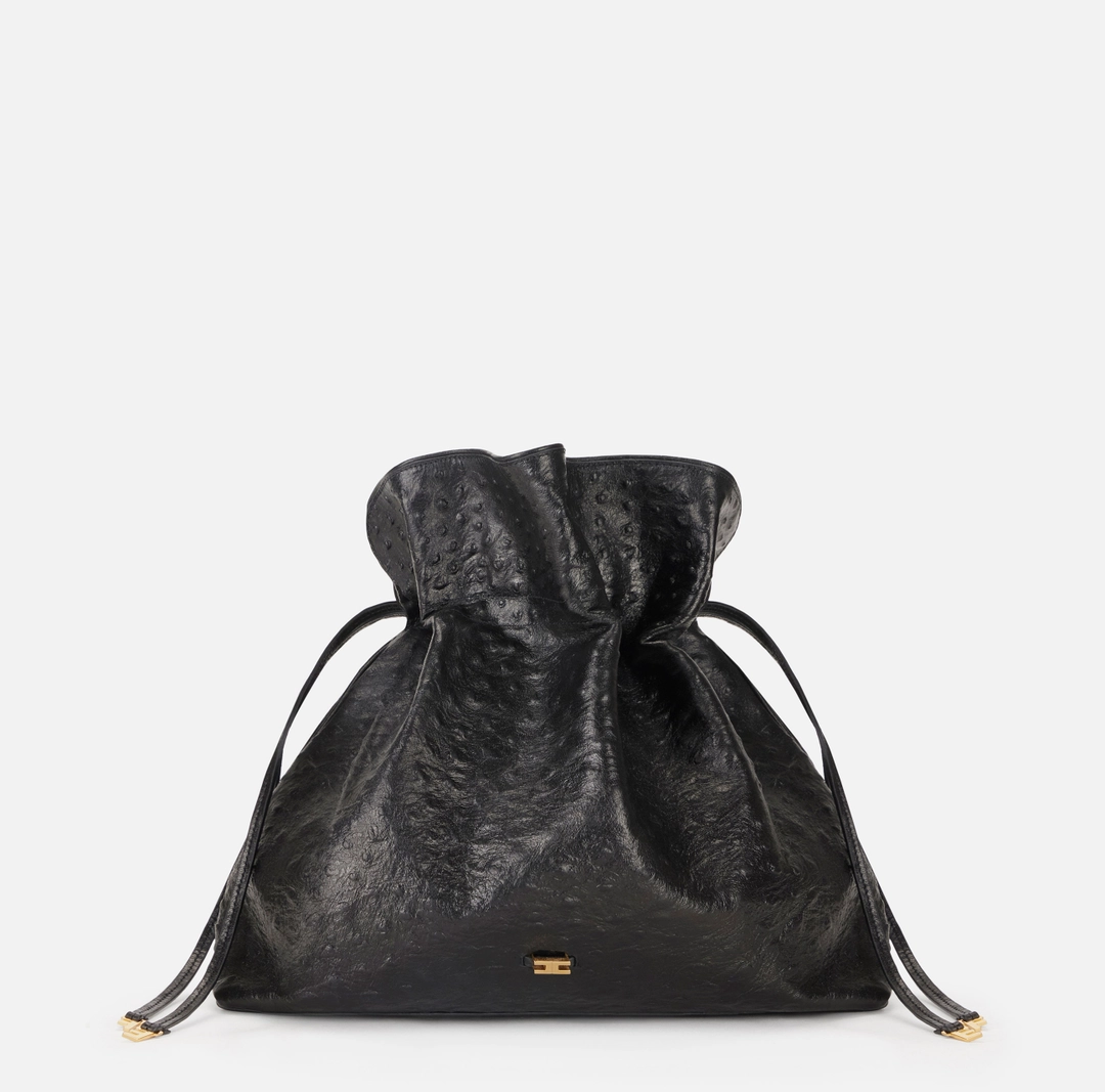 Tote in pelle con stampa struzzo “Spring Summer 2026”