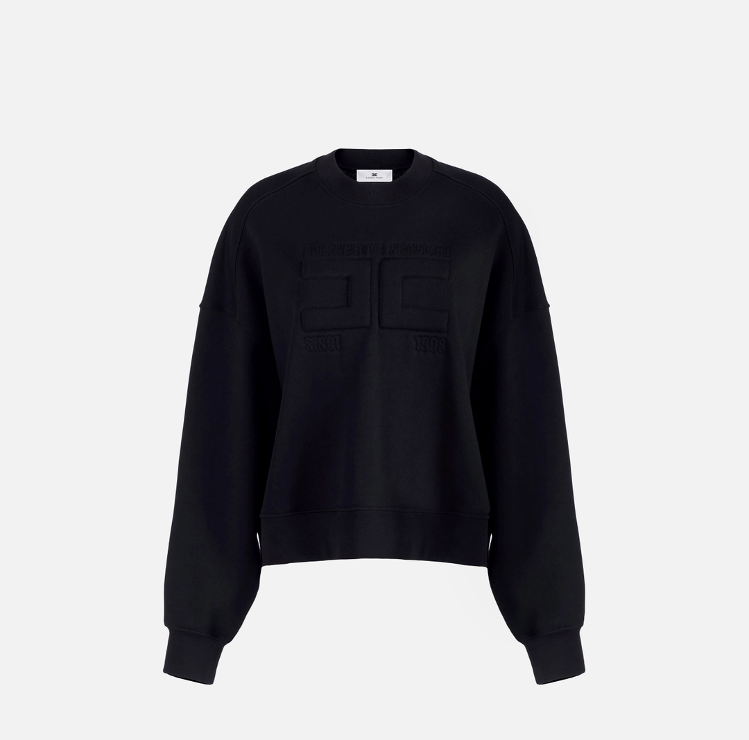 Felpa in cotone con logo embossed ” Spring Summer2026″